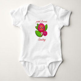 babyvit Smilande rosa Blommor T Shirt