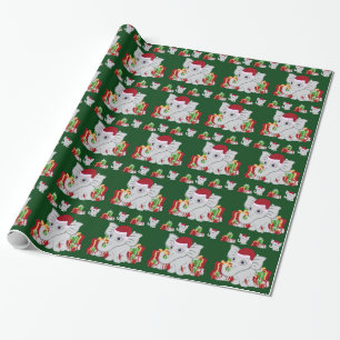 Babyvitelefant i den Santa hatten med presenter Presentpapper