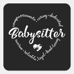 Babyvvakt, baby-vakten, barnvakt, au pair fyrkantigt klistermärke