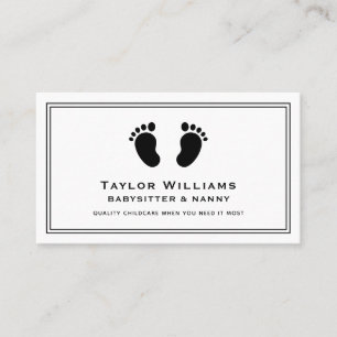 Babyvvakt Babysittande Nanny Baby Feet Black White Visitkort
