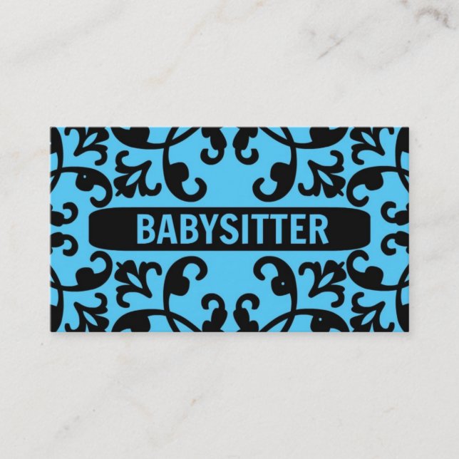 Babyvvakt Blue Damask Affärskort Visitkort (Framsida)