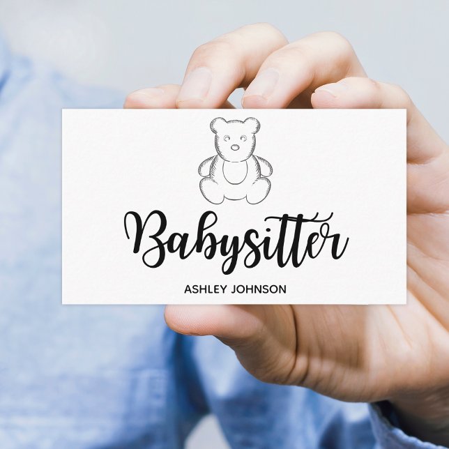Babyvvakt Calligraphy Aesthetics Sketch Bear Cute Visitkort (Skapare uppladdad)