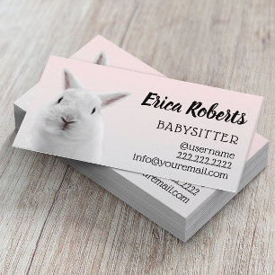 Babyvvakt Cute Bunny Rabbit Babysit Childcare Visitkort