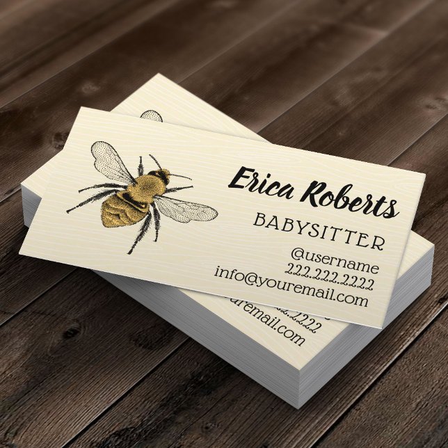Babyvvakt Cute Honung Bee Babysit Childcare Visitkort (Skapare uppladdad)