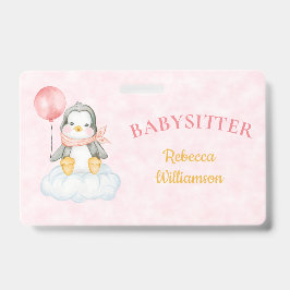 Babyvvakt Cute Penguin Business Namn bricka