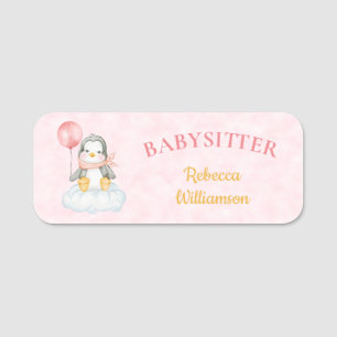 Babyvvakt Cute Penguin Business Namn bricka Namnbricka