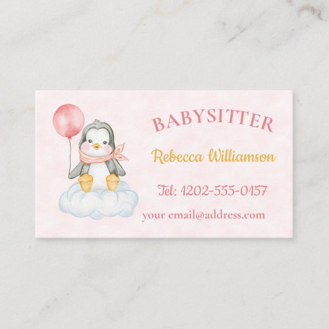 Babyvvakt Cute Penguin Visitkort (Framsida)