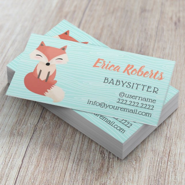 Babyvvakt Cute Woodland Fox Babysit Childcare Visitkort (Skapare uppladdad)