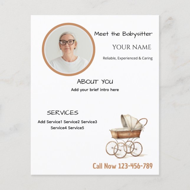 Babyvvakt Editable Business Flyer med foto (Framsidan)