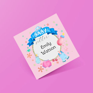 Babyvvakt i baby-banderoll fyrkantigt visitkort