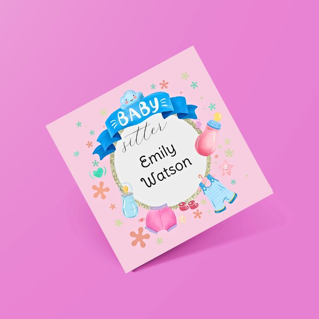Babyvvakt i baby-banderoll fyrkantigt visitkort (Skapare uppladdad)