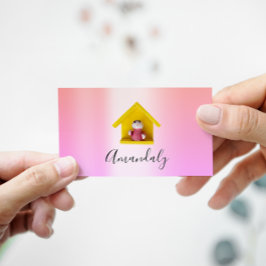 Babyvvakt Nanny Child Daycare Rosa Cute Home Visitkort