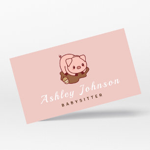 Babyvvakt Nanny Childcare Professionell Cute Piggy Visitkort
