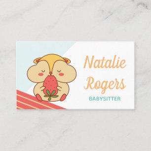 Babyvvakt Nanny Cute Kawaii Hamster & Strawberry Visitkort