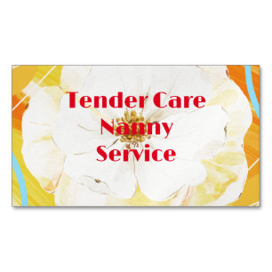 Babyvvakt Nanny Modern Gult & Vit ros Magnetiska Visitkort