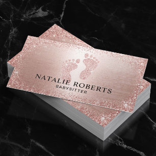 Babyvvakt Nanny Modern Ro Guld Glitter Visitkort