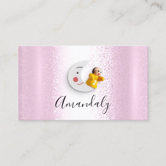 Babyvvakt Nanny Professionell Child Daycare Rosa Visitkort (Framsida)