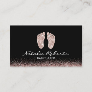 Babyvvakt Ro Guld Glitter Feet Nanny Visitkort