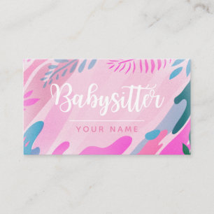 Babyvvakt Söt Calligraphy Modern Greenery Löv Visitkort