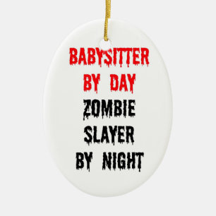 Babyvvaktby Day Zombie Sayer by Night Julgransprydnad Keramik