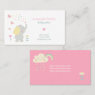Babyvvakten Cute Elephant Babysittservice Visitkort