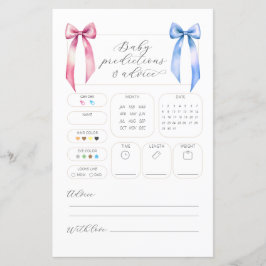 Babyvykort för rosa Blue Bow Predictions Advice Ba