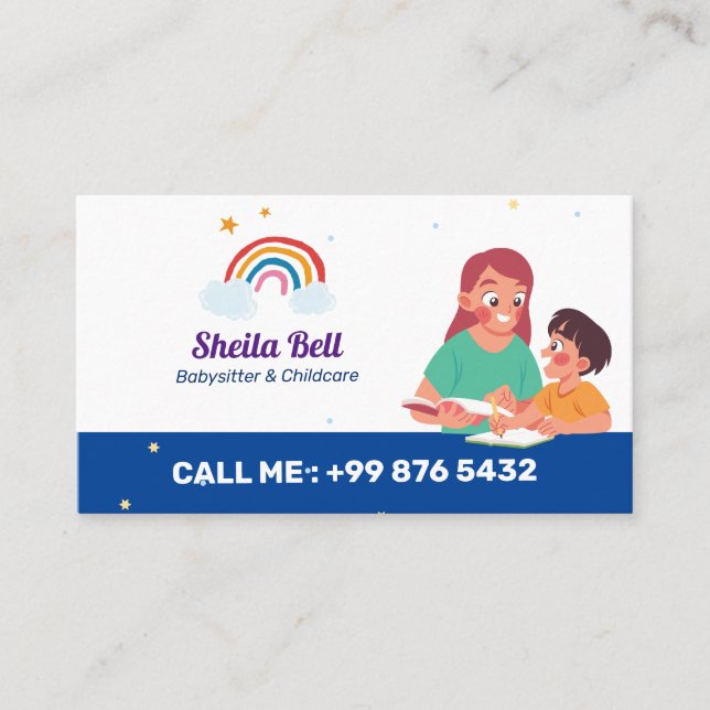 Babywatch Professionell Business | Cute Rainbow Visitkort (Framsida)