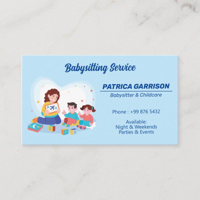 Babywatch Professionell Business | Nanny Childcare Visitkort (Framsida)