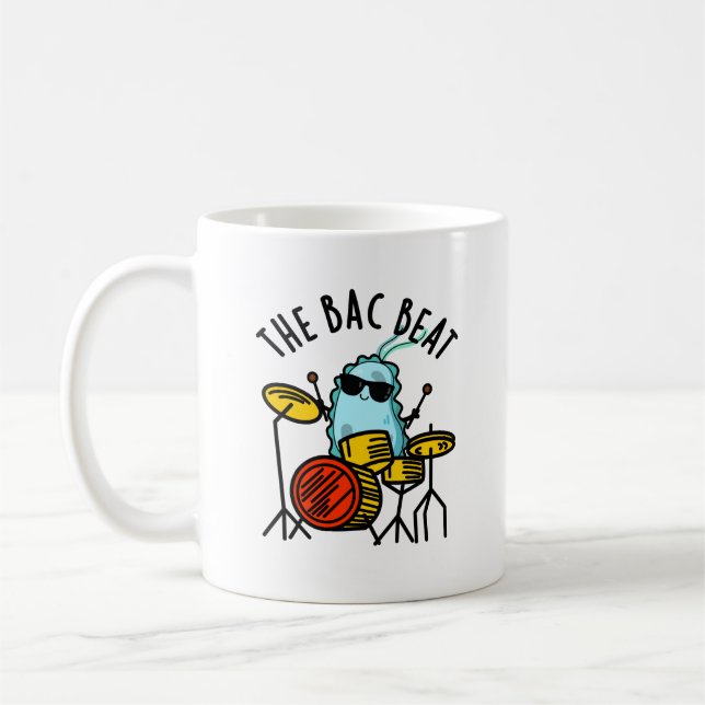 Bac Beat Funny Drummer Bacteria Pun Kaffemugg (Vänster)
