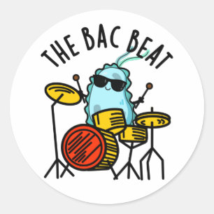 Bac Beat Funny Drummer Bacteria Pun Runt Klistermärke