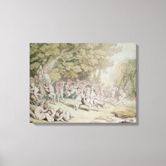 Bacchanalia (penna, bläck & w/c) canvastryck (Framsida)