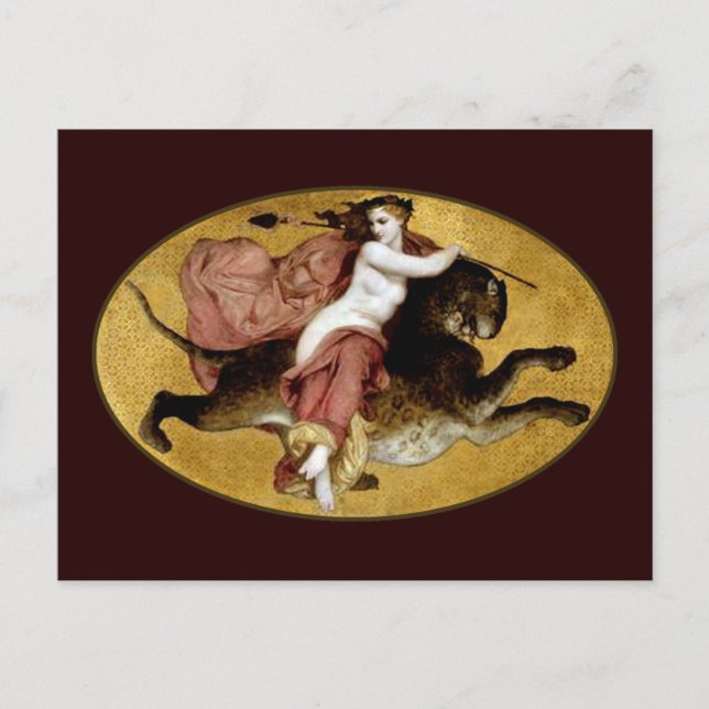 Bacchante på en Panther Vykort (Framsida)
