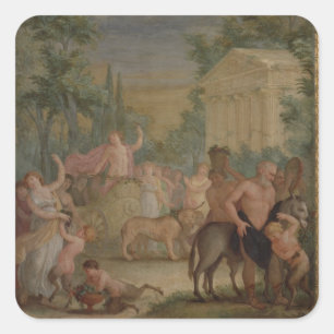 Bacchus och Ariadne (olja på kanfas) 2 Fyrkantigt Klistermärke
