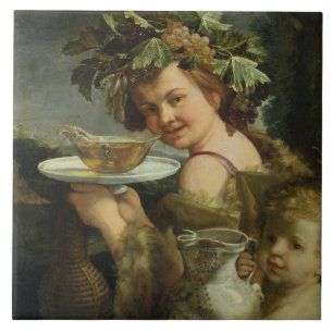 Bacchus (olja på kanfas) kakelplatta