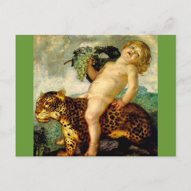 Bacchus ride leopard vykort (Framsida)