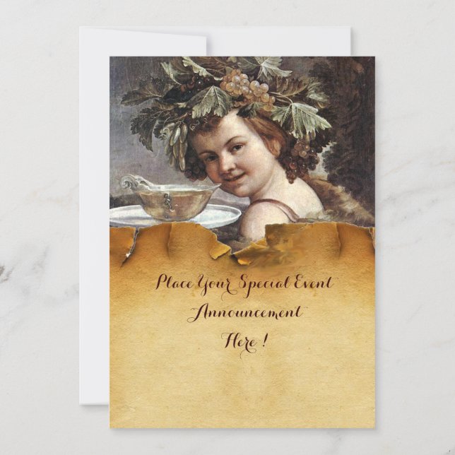 BACCHUS, VINSMAKNING FEST RÖD VAXSIGILL PERGAMENT INBJUDNINGAR (Baksida)