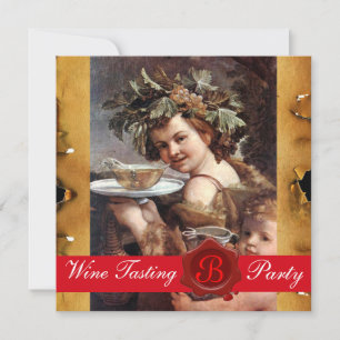 BACCHUS, VINSMAKNINGSPARTY RÖD VAXSIGILL PERGAMENT INBJUDNINGAR