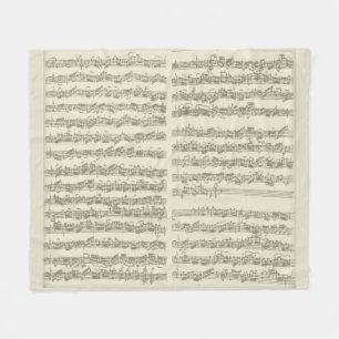 Bach 2nd violoncellfölje, flera manuskriptsidor fleecefilt