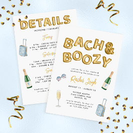 Bach & Boozy Bachelorette Helg Inbjudningar