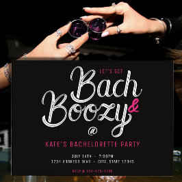 Bach & Boozy Black & Rosa Bachelorette Party Inbjudningar