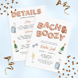 Bach & Boozy Ro Guld Bachelorette Helg Inbjudningar