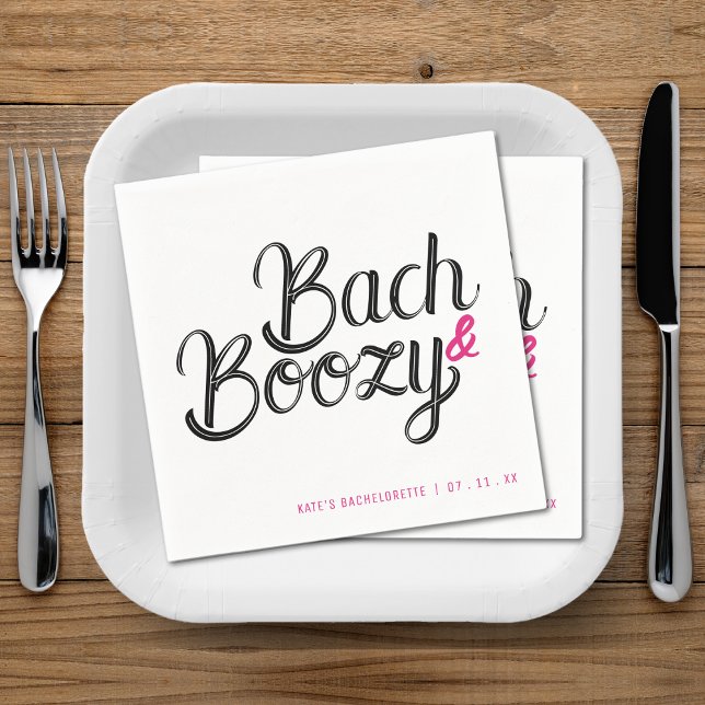 Bach & Boozy Vit & Rosa Sängkammarfest Pappersservett (Bach & Boozy White & Pink Bachelorette Party Napkins
)