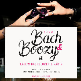 Bach & Boozy White & Rosa Bachelorette Party Inbjudningar