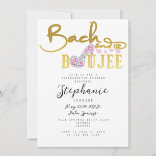 Bach & Boujee Guld Diamond Glam Bachelorette Party Inbjudningar