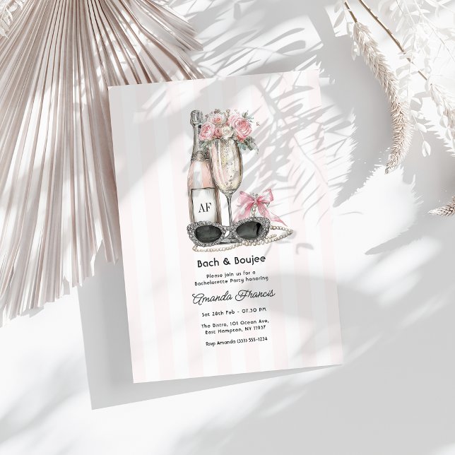 Bach & Boujee Monogram Chic Sjungbrudsfest Inbjudningar (Bach & Boujee Monogram Chic Bachelorette Party Invitation)
