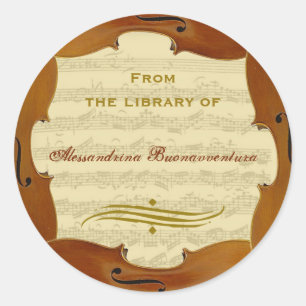 Bach Cello Suite Manuscript Anpassade Bookplate Runt Klistermärke