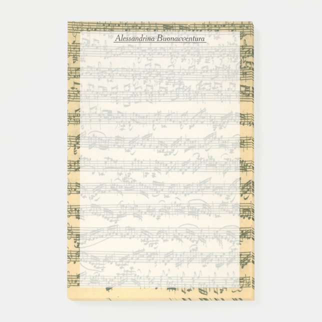 Bach Chaconne Violin Manuscript - eget namn Post-it Block (Framsida)