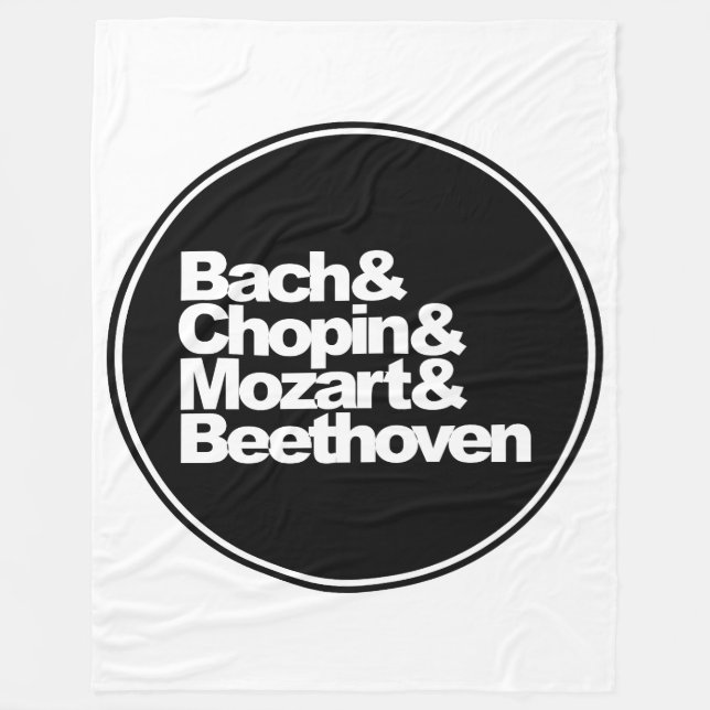 Bach, Chopin, Mozart och Beethoven Fleecefilt (Framsidan)