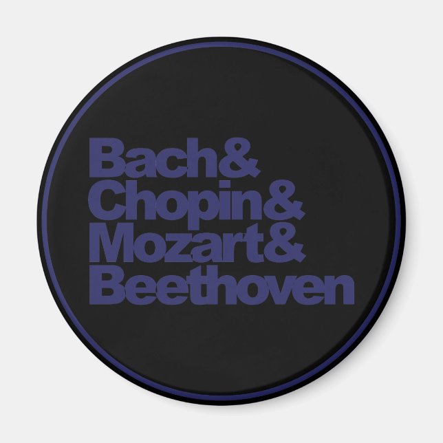 Bach, Chopin, Mozart och Beethoven Magnet (Framsidan)