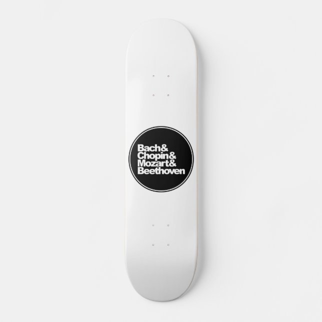 Bach, Chopin, Mozart och Beethoven Mini Skateboard Bräda 18,5 Cm (Framsida)